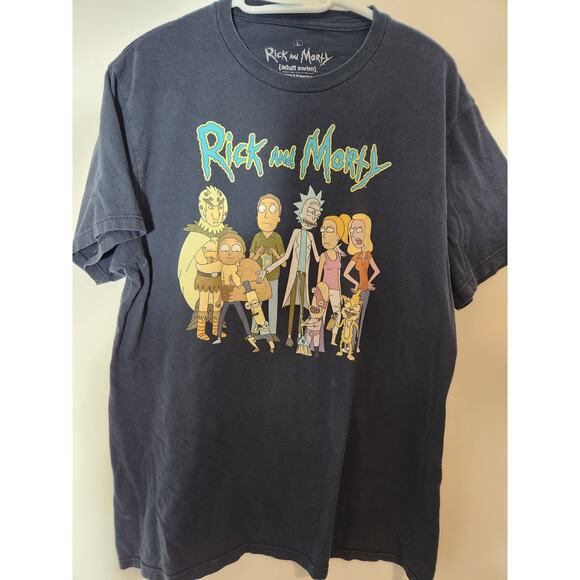 Navy Blue rick and Morty T-shirt size Large - Picture 1 of 3